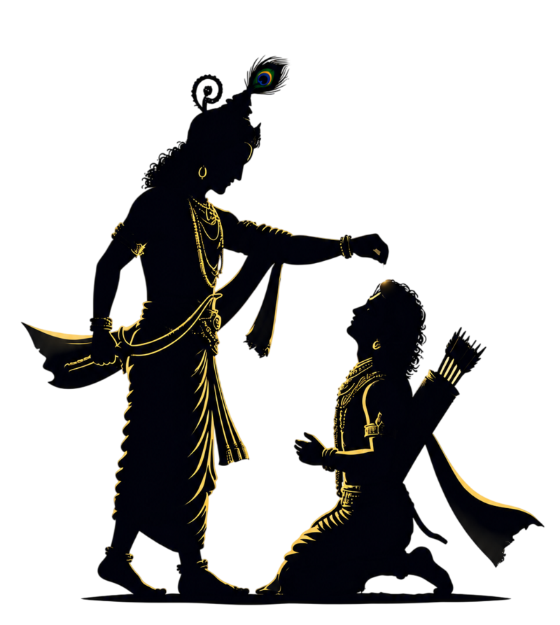 Krishna guiding Arjuna — the mentorship metaphor at the heart of Krishna Mentor